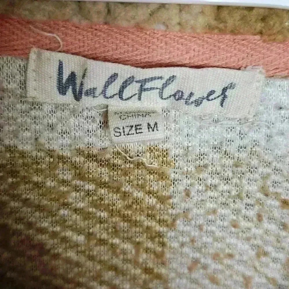 Wallflower Brown and White Checked Zipped Fleece Pullover, size medium - Picture 2 of 6